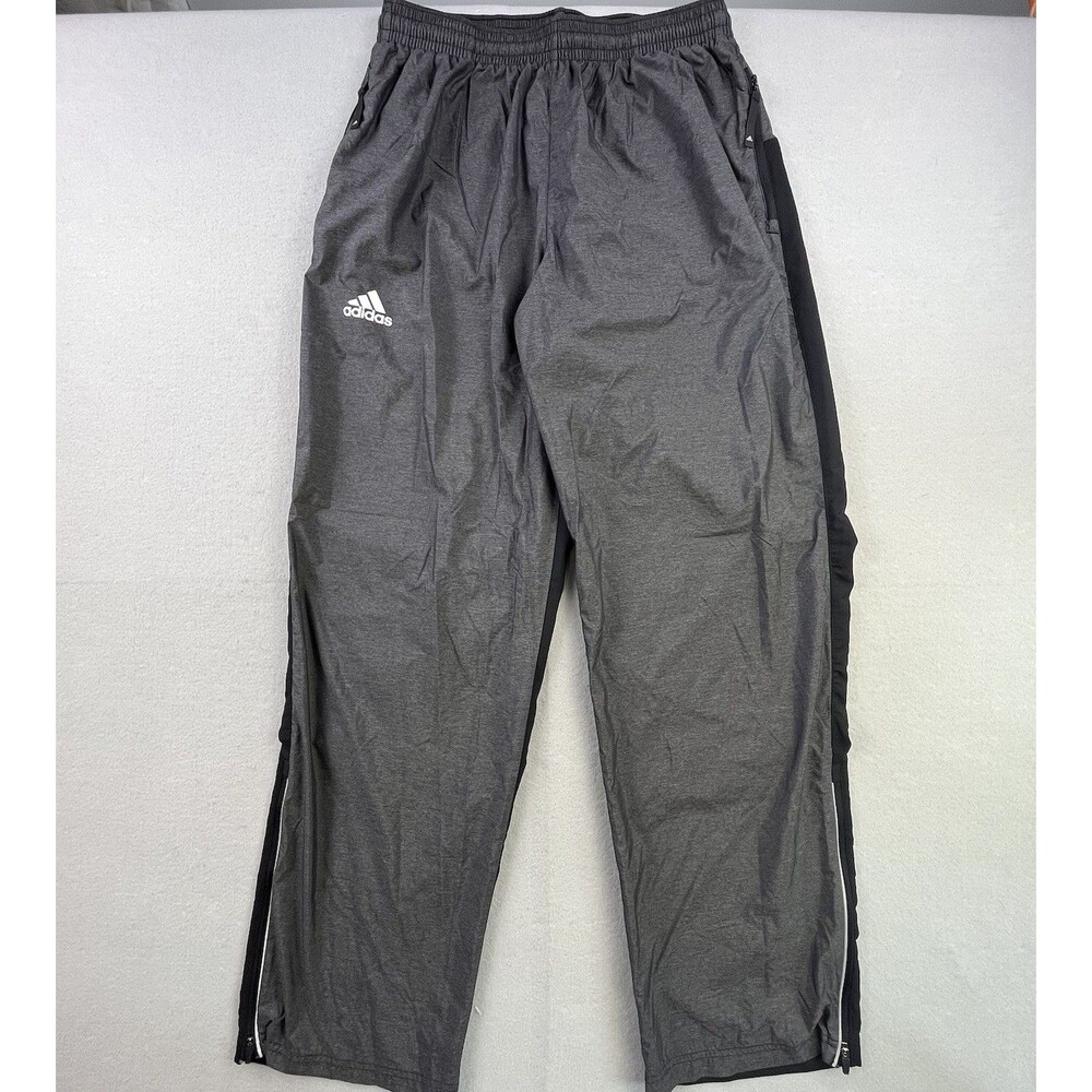 Adidas Windbreaker Track Pants Mens Large Gray Ankle Zip Reflective Athletic